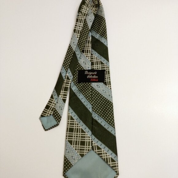 Vintage 60s 70s Green Clip-On Necktie Retro Neck Tie - Picture 5 of 9